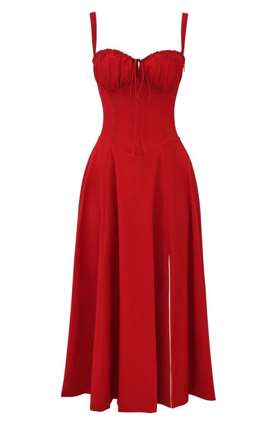 Vestido Midi Lydia de Corsé con Falda Vaporosa