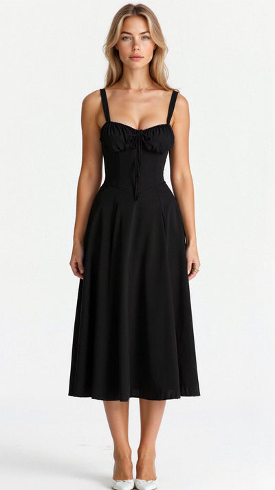 Vestido Midi Lydia de Corsé con Falda Vaporosa