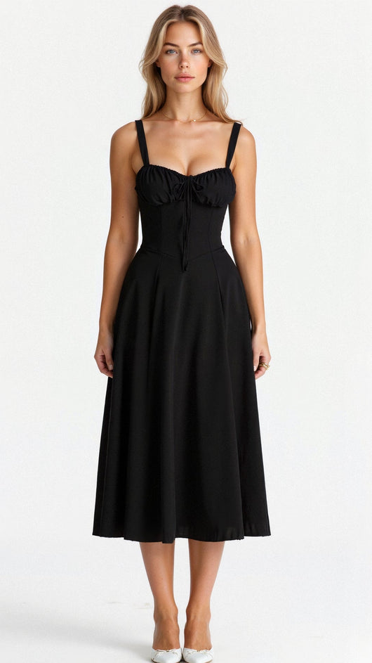 Vestido Midi Lydia de Corsé con Falda Vaporosa