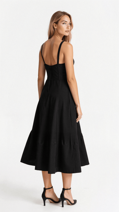 Vestido Midi Lydia de Corsé con Falda Vaporosa