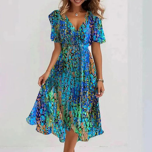 Vestido Midi Floral Fluido