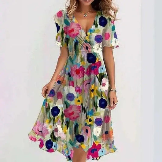Vestido Midi Floral Fluido