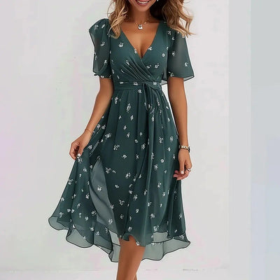 Vestido Midi Floral Fluido
