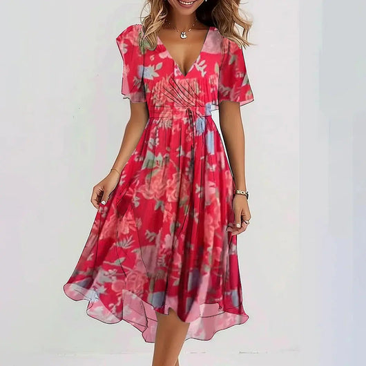 Vestido Midi Floral Fluido