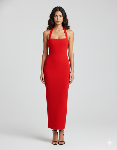 Vestido Largo Halter Ajustado