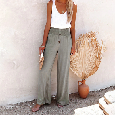 Pantalón Julia de Talle Alto y Pierna Ancha