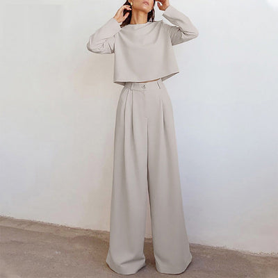Conjunto Anja de Top Corto Manga Larga y Pantalón