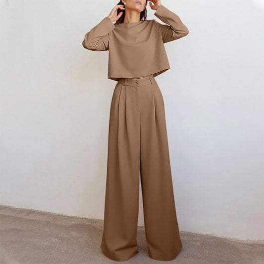 Conjunto Anja de Top Corto Manga Larga y Pantalón