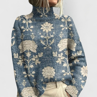 Jersey Barbara de Punto Acogedor con Estampado de Naturaleza