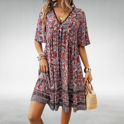 Vestido Corto Felicia Boho Estampado Paisley