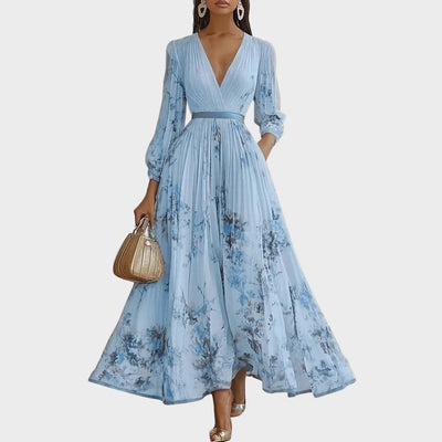 Vestido Midi Isabella Plisado Floral sin Mangas