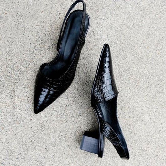 Zapatos Bettina de Punta Fina con Tacón Ancho