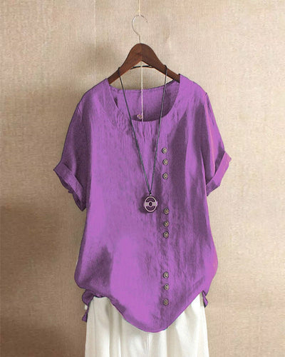 Blusa Doris Casual de Manga Corta con Botones