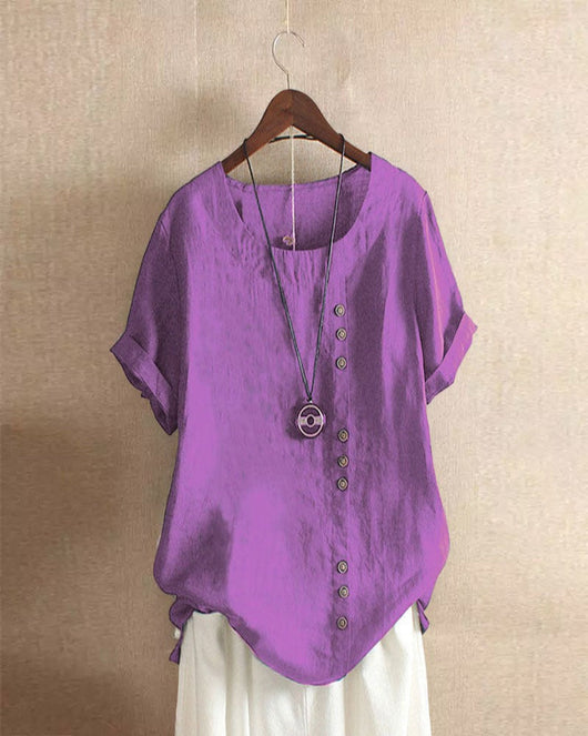 Blusa Doris Casual de Manga Corta con Botones