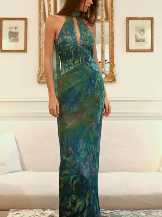 Vestido Maxi Estampado Artístico