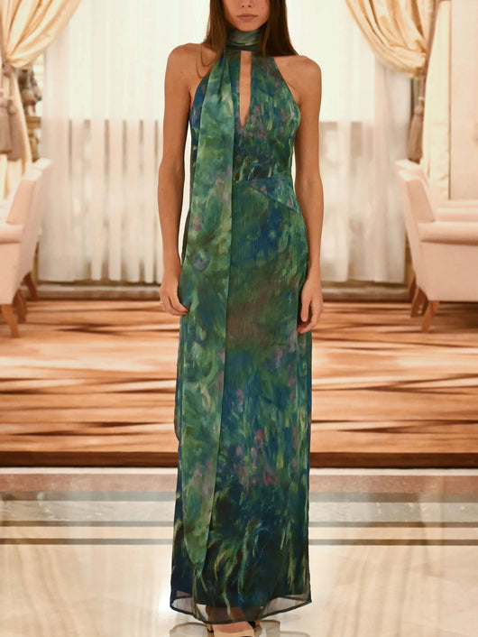 Vestido Maxi Estampado Artístico