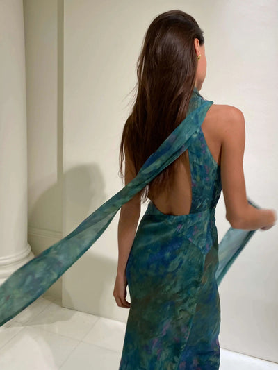 Vestido Maxi Estampado Artístico