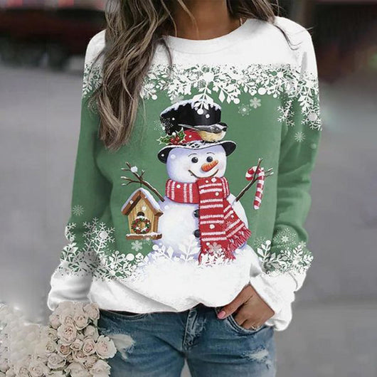 Jersey Navideño Elfriede con Motivo de Muñeco de Nieve
