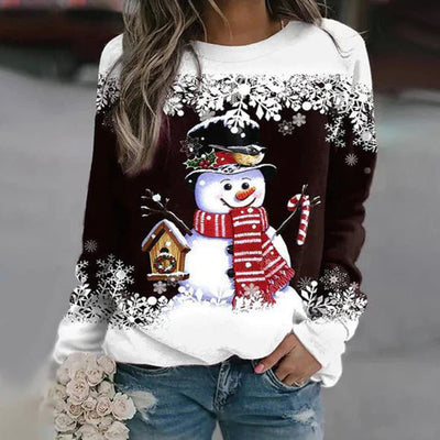 Jersey Navideño Elfriede con Motivo de Muñeco de Nieve
