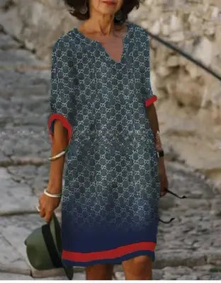 Vestido Recto Anja de Manga Larga con Estampado Abstracto