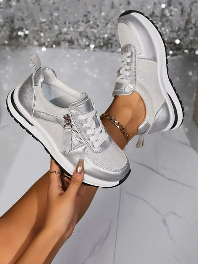 Sienna | Zapatillas Plataforma Metalizadas con Cordones