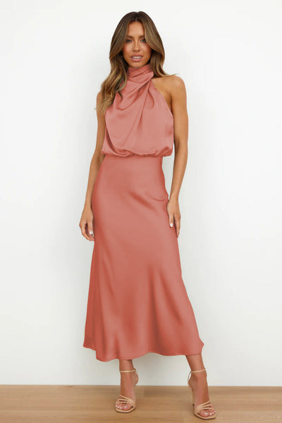 Vestido de Noche Doris con Cuello Halter