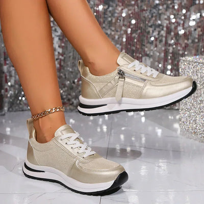 Sienna | Zapatillas Plataforma Metalizadas con Cordones
