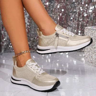 Sienna | Zapatillas Plataforma Metalizadas con Cordones