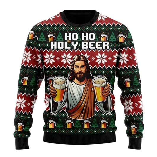 Jersey Navideño Karl con Estampado Divertido de Cerveza