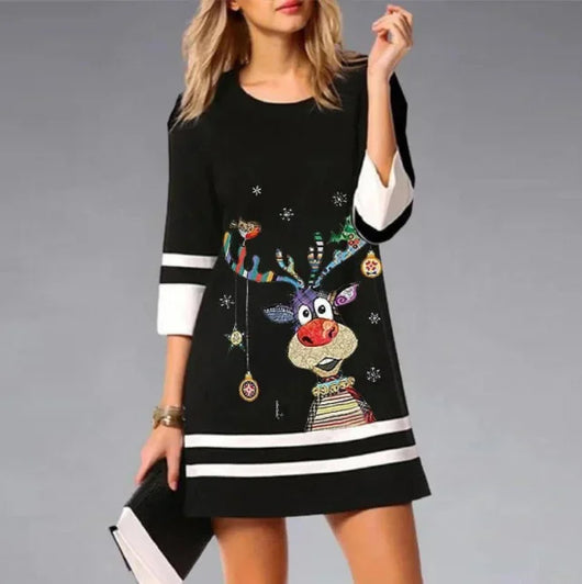 Vestido Navideño Emma con Estampado de Renos