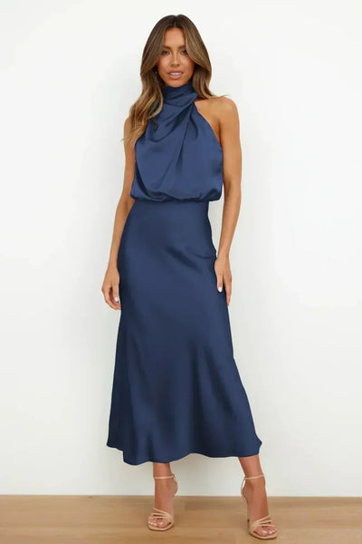 Vestido de Noche Doris con Cuello Halter
