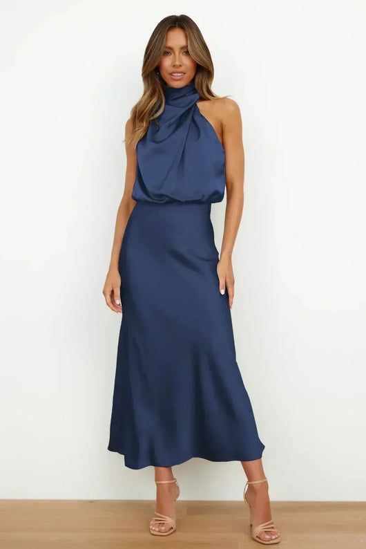 Vestido de Noche Doris con Cuello Halter