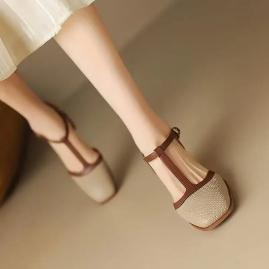 Piper | Zapatos de Tacón Ancho con Puntera Cuadrada y Tira en T