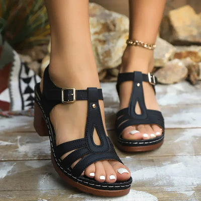 Sandalias de Tacón Ancho con Tiras – Tacones Punta Abierta | Savona