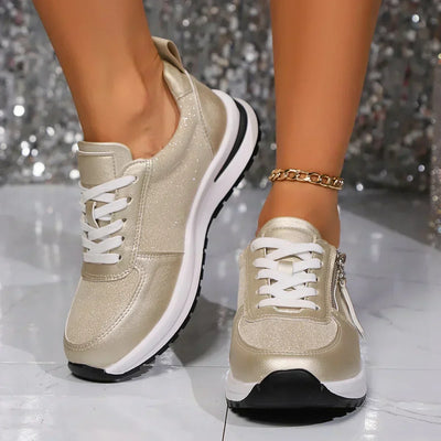 Sienna | Zapatillas Plataforma Metalizadas con Cordones