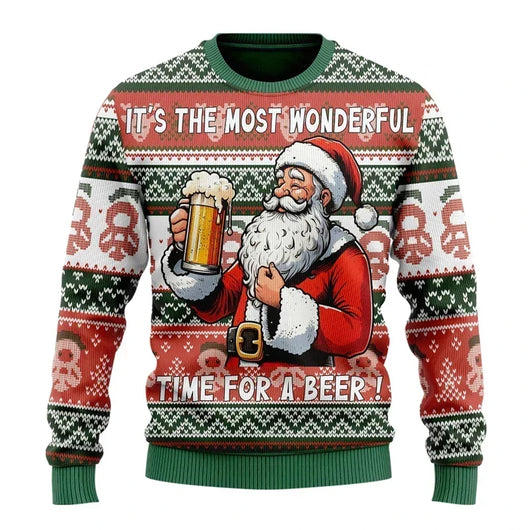 Jersey Navideño Karl con Estampado Divertido de Cerveza