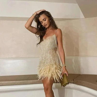 Vestido Mini de Fiesta con Lentejuelas