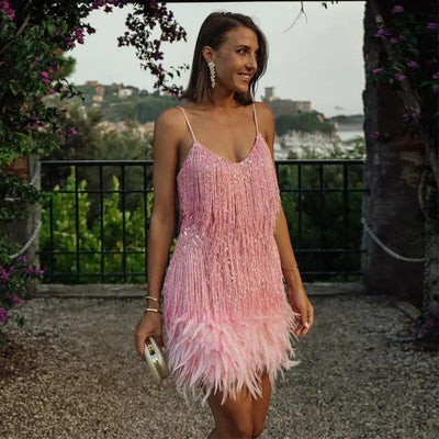 Vestido Mini de Fiesta con Lentejuelas