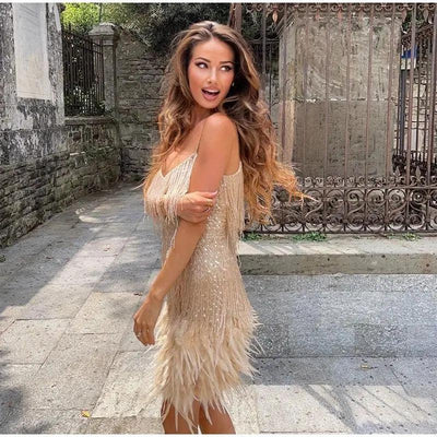 Vestido Mini de Fiesta con Lentejuelas