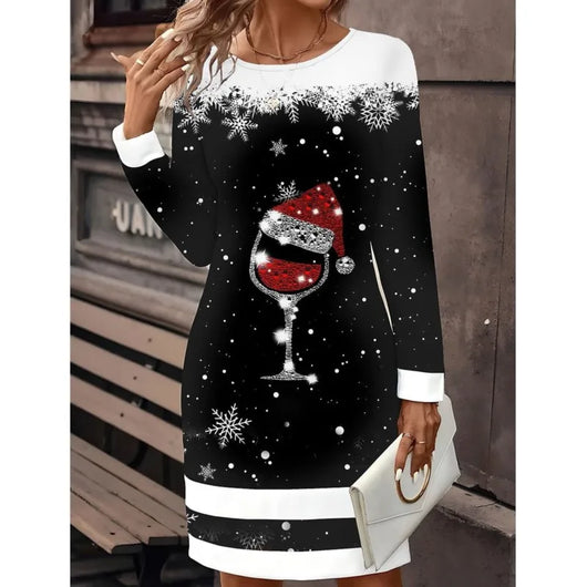 Vestido Carolin de Punto Navideño Estampado de Muñeco de Nieve