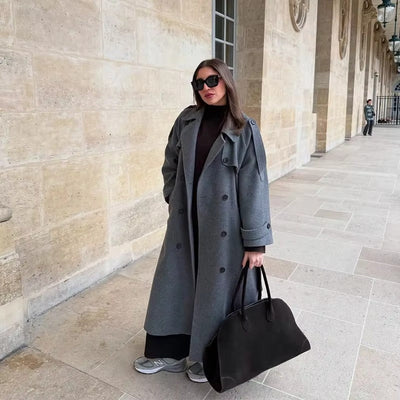 Abrigo Trench Sabine Largo de Lana de Invierno