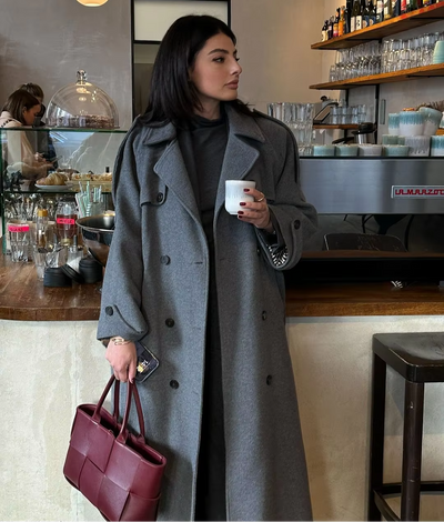 Abrigo Trench Sabine Largo de Lana de Invierno