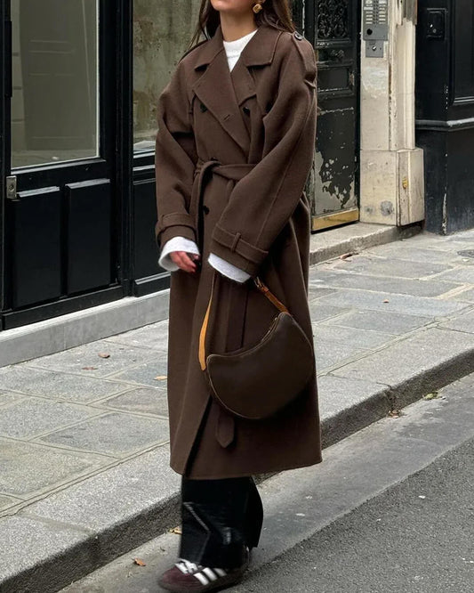 Abrigo Trench Sabine Largo de Lana de Invierno