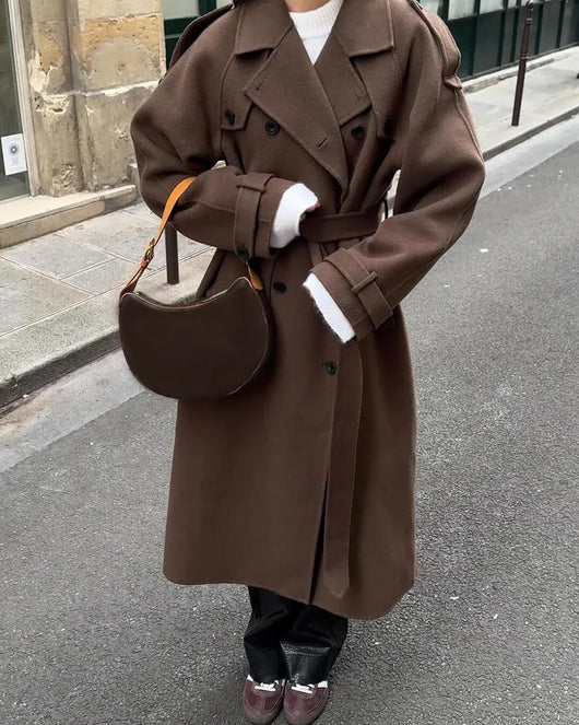 Abrigo Trench Sabine Largo de Lana de Invierno