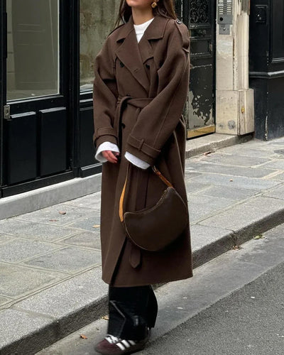 Abrigo Trench Sabine Largo de Lana de Invierno