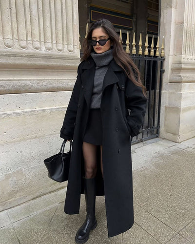 Abrigo Trench Sabine Largo de Lana de Invierno
