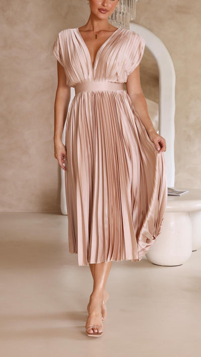 Vestido Largo Bettina de Plisado Clásico