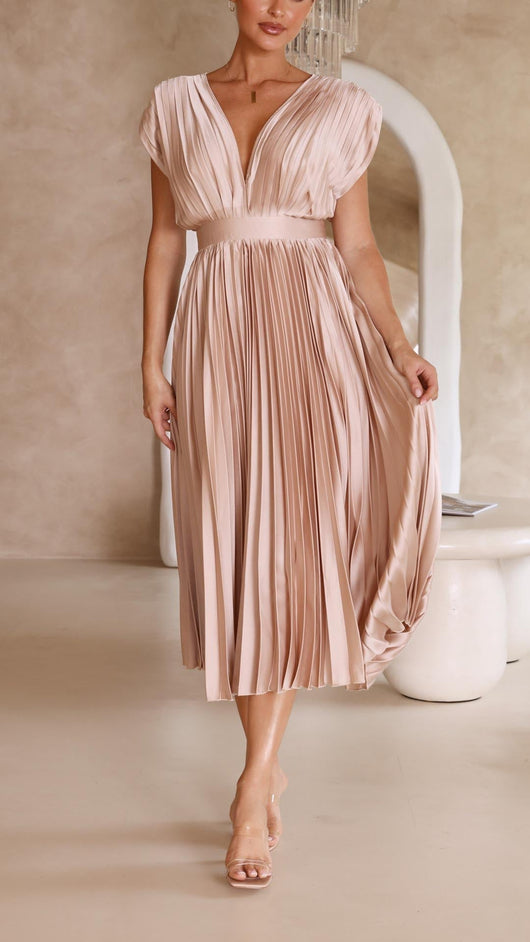 Vestido Largo Bettina de Plisado Clásico