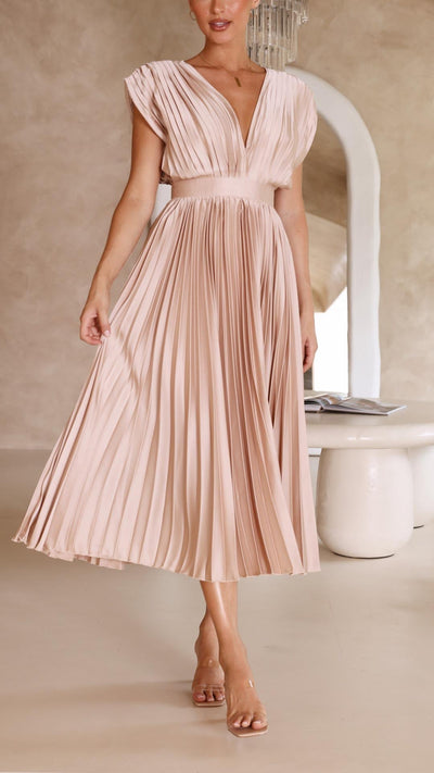 Vestido Largo Bettina de Plisado Clásico