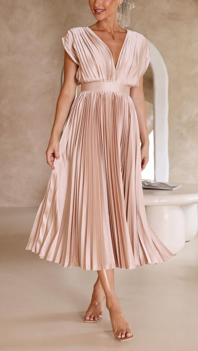Vestido Largo Bettina de Plisado Clásico